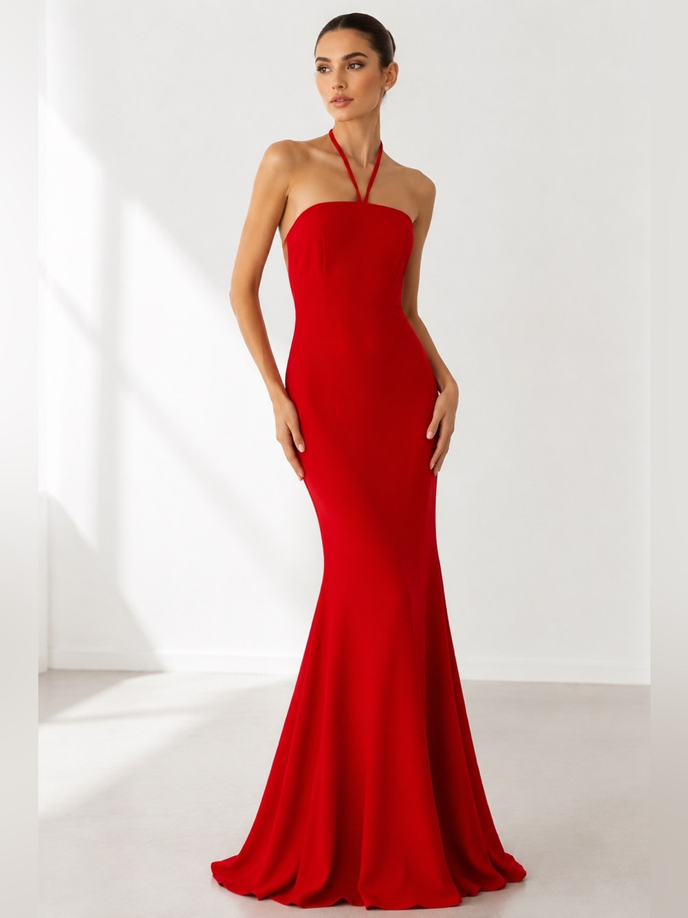 NWT LIKELY Viceroy Gown 4 Red Halter Open Back Stretch Mermaid Formal Maxi Dress